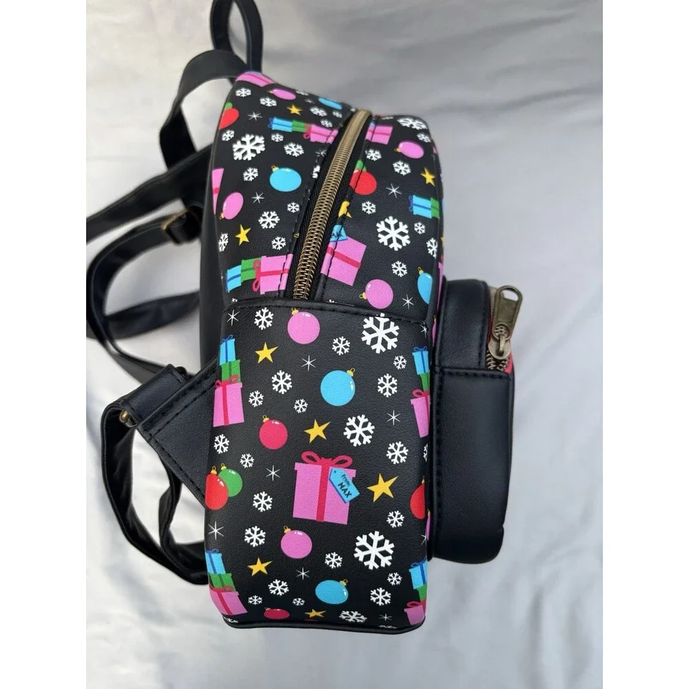 Loungefly Dr. Seuss Grinch Mini Backpack Holiday Christmas Zip Black/Multicolor